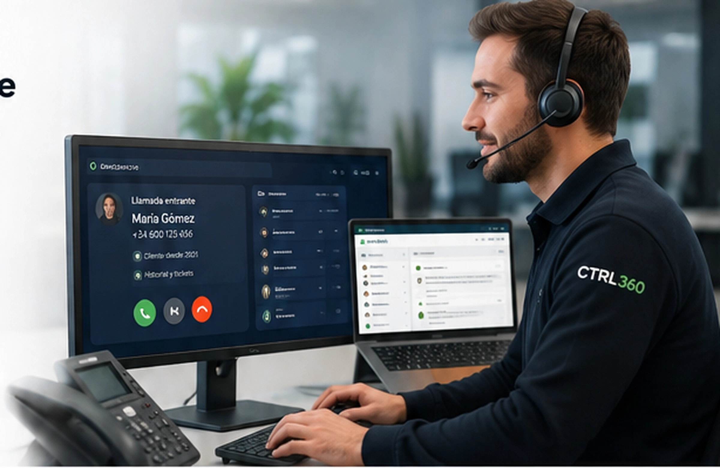 Profesional CTRL360 gestionando telefonía empresarial integrada